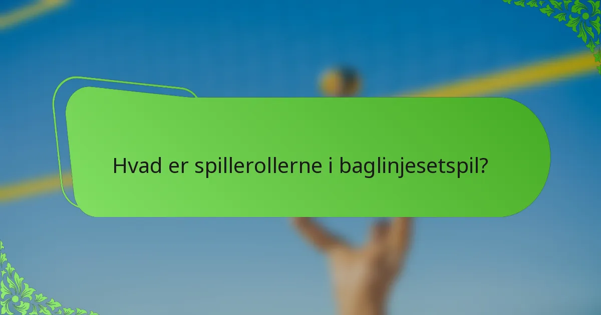 Hvad er spillerollerne i baglinjesetspil?