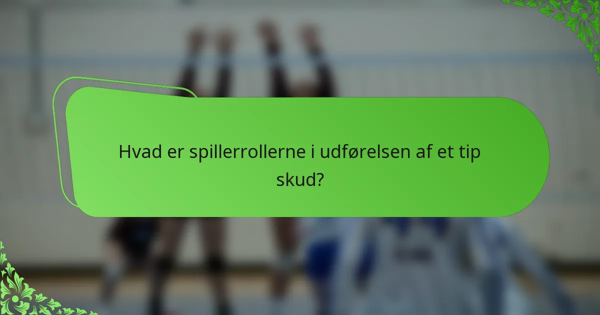 Hvad er spillerrollerne i udførelsen af et tip skud?